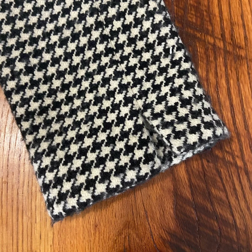 Ellen Tracy Black/Ivory Blend Houndstooth Wool/Cashmere Open Front Blazer, Sz 6 - Picture 5 of 10